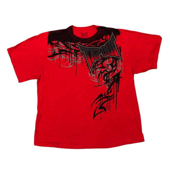Tapout Shirt Men 2XL Red Black MMA Fighting Short Sleeve Y2K Gothic Graffiti XXL - Picture 1 of 6